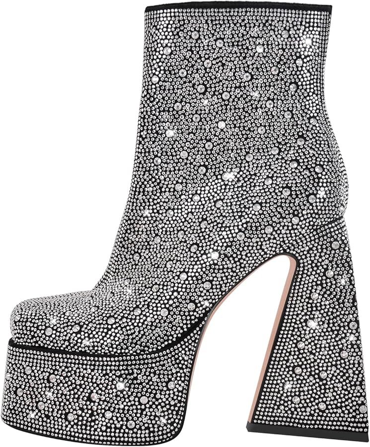Sparkling Rhinestone Ankle Prom Boots